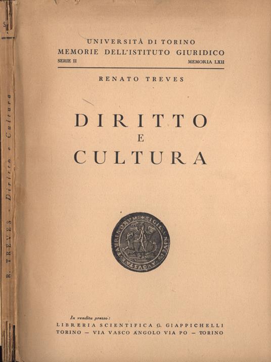 Diritto e cultura - Renato Treves - copertina