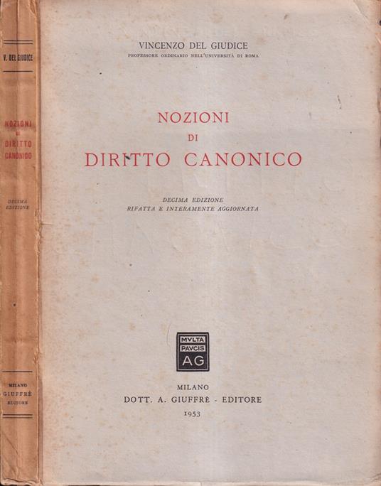 Nozioni di diritto canonico - Vincenzo Del Giudice - copertina