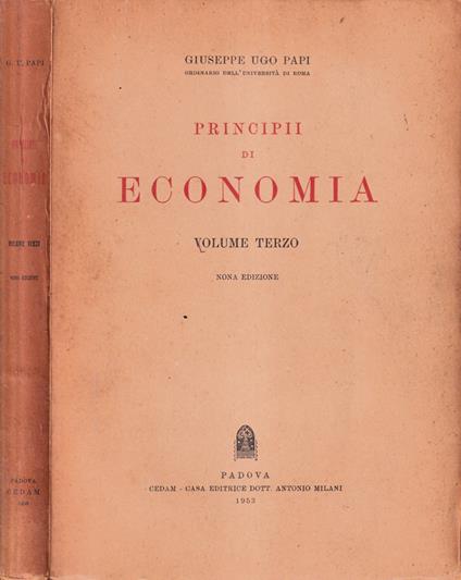 Principi di economia, volume III - Giuseppe Ugo - copertina