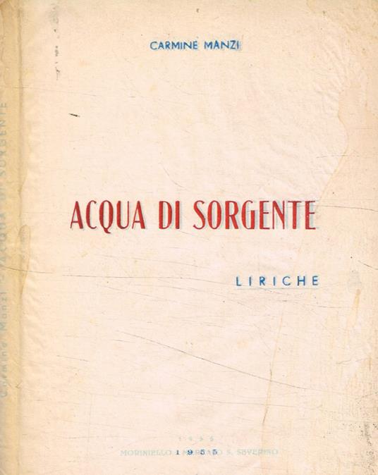 Acqua di sorgente - Carmine Manzi - copertina