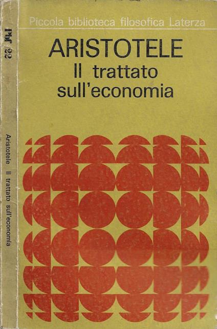 Il trattato sull'economia - Aristotele - copertina