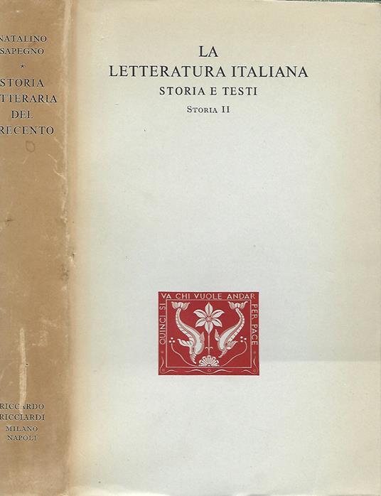 Storia letteraria del Trecento - Natalino Sapegno - copertina