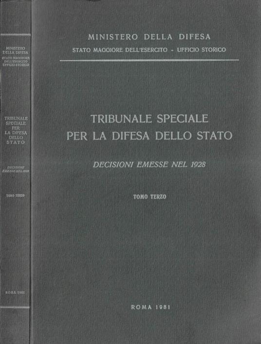 Tribunale speciale per la difesa dello Stato tomo III - copertina