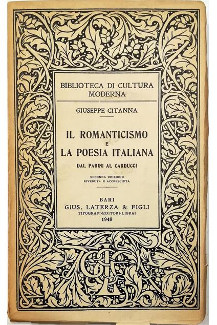 Il romanticismo e la poesia italiana Dal Parini al Carducci - Giuseppe Cigana - copertina