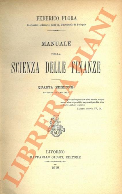 Manuale della scienza delle finanze - Federico Floris - copertina