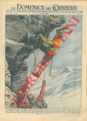 Due alpinisti, poco più che ventenni, Walter Bonatti e Roberto Bignami sono riusciti a compiere la scalata invernale della cresta est del Cervino - Walter Molino - copertina