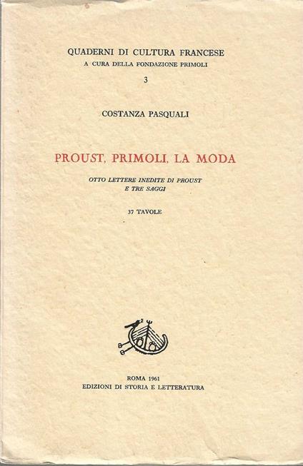 Proust,Primoli, la Moda - Costanza Pasquali - copertina