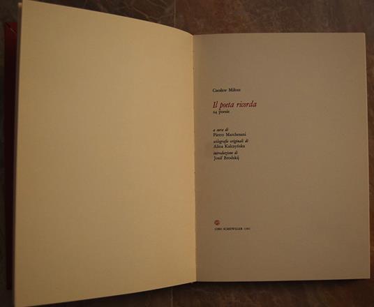 Il Poeta Ricorda. 24 Poesie - Czeslaw Milosz - copertina