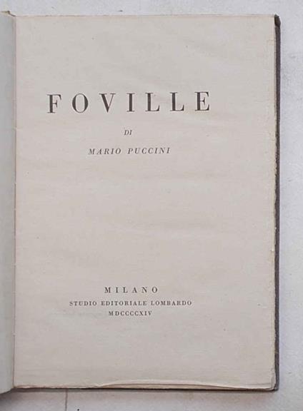 Foville - Mario Puccini - copertina