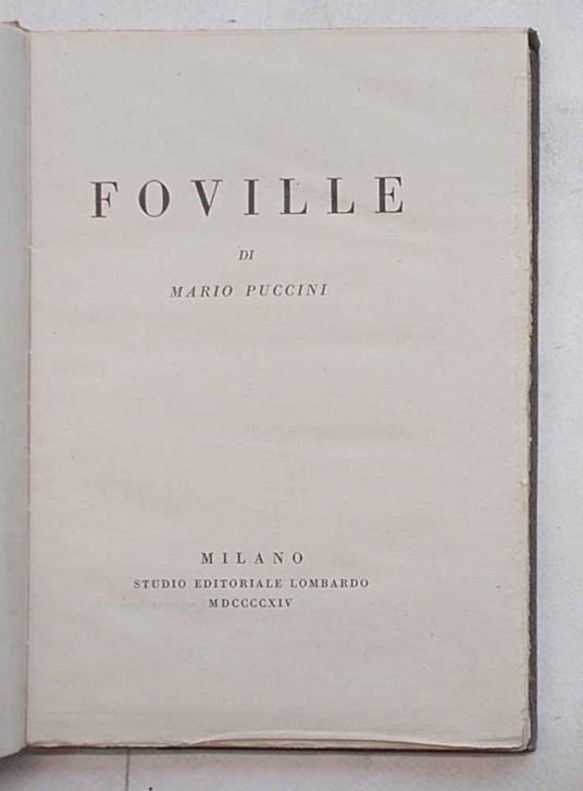 Foville - Mario Puccini - copertina