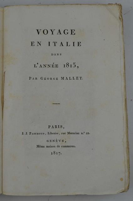 Voyage en Italie dans l'année 1815… - copertina