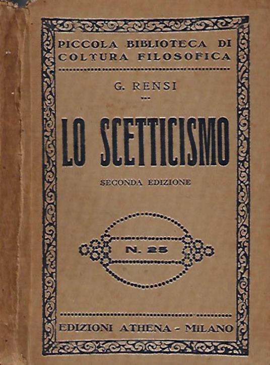 Lo scetticismo - Giuseppe Rensi - copertina