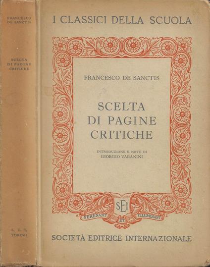 Scelta di pagine critiche - Francesco De Sanctis - copertina