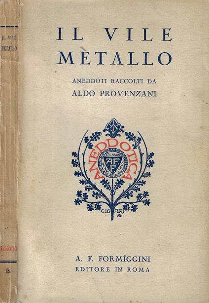 Il vile metallo - Aldo Provenzani - copertina