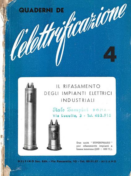 Quaderni de l'elettrificazione. N. 4. Il rifasamento degli impianti elettrici industriali - copertina