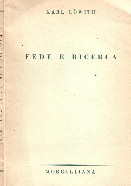 Fede e ricerca - Karl Lowith - copertina