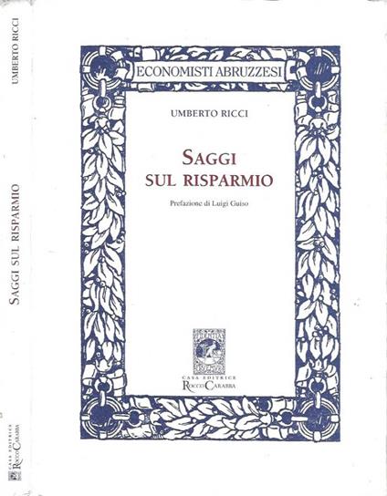 Saggi sul risparmio - Umberto Ricci - copertina