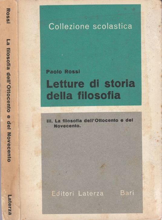 Letture di storia della filosofia vol III - Paolo Rossi - copertina