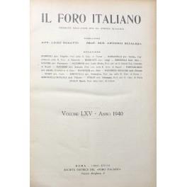 Il Foro Italiano. Fondato nell'anno 1876 da Enrico Scialoja. Anno LXV. 1940 - copertina