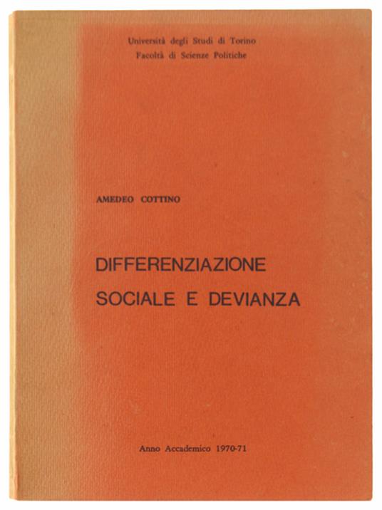 Differenziazione Sociale E Devianza - Amedeo Cottino - copertina