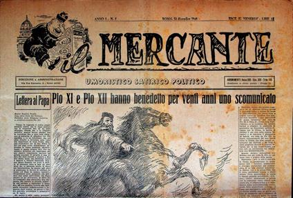 Il mercante: umoristico - satirico - politico: ANNO I - Numero I (14 dicembre 1946) - copertina