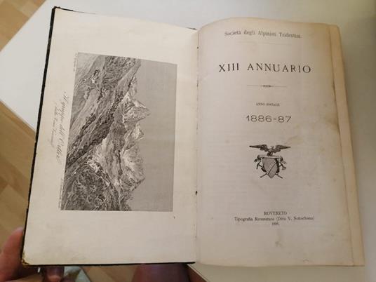 Società degli alpinisti Tridentini: XIII annuario: anno sociale 1886-87 - copertina