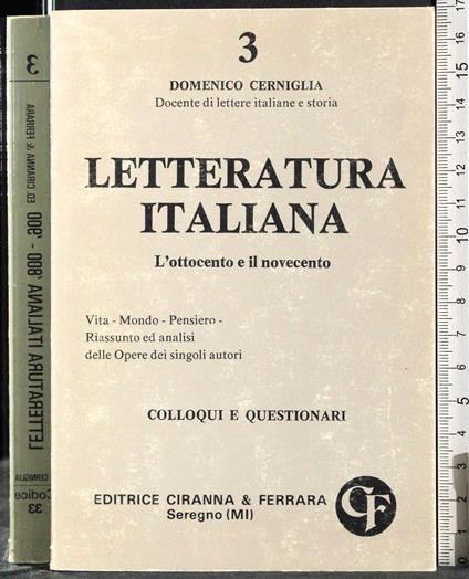 Letteratura italiana 3 - Domenico Cerniglia - copertina