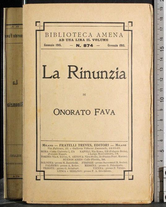 La rinunzia - Onorato Fava - copertina