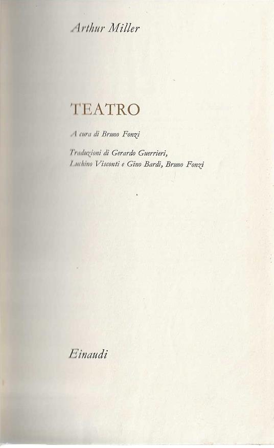 Teatro - Arthur Miller - copertina