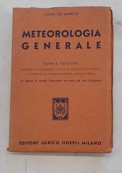 Meteorologia generale - Luigi De Marchi - copertina