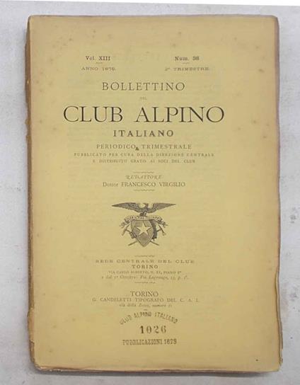 Bollettino del Club Alpino Italiano. N. 38. 2° trimestre 1879 - copertina