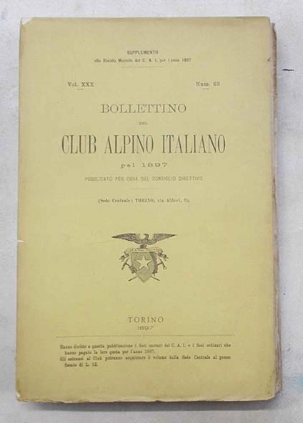 Bollettino del Club Alpino Italiano. N. 63. Anno 1897 - copertina