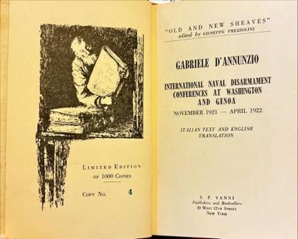 International naval disarmament conferences at Washington and Genoa. Novembre 1921 - April 1922. Conferenza internazionale sul disarmo navale di Washington e Genova - copertina