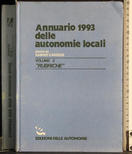 Annuario 1993 delle autonomie locali. Vol 2 - copertina