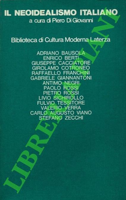 Il neoidealismo italiano - Piero Di Giovanni - copertina