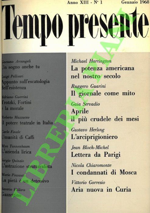 Tempo presente. Rivista mensile di informazione e discussione. 1968. - Nicola Chiaromonte - copertina