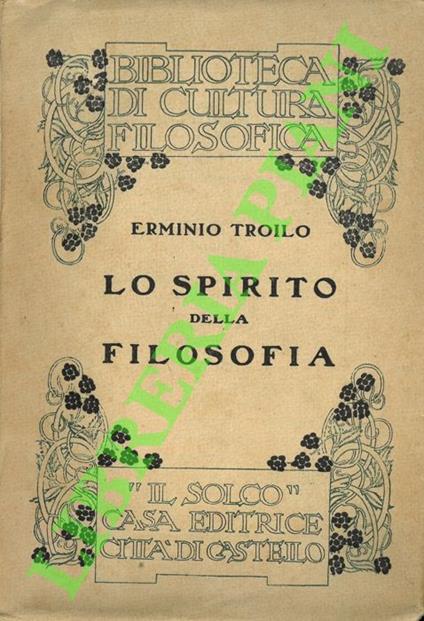 Lo spirito della filosofia - Erminio Troilo - copertina