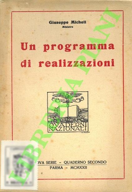 Un programma di realizzazioni - Giuseppe Micheli - copertina