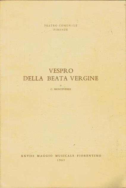 Vespro della Beata Vergine - Claudio Monteverdi - copertina