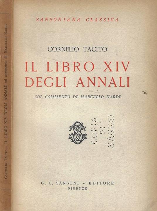 Il libro XIV degli annali - P. Cornelio Tacito - copertina
