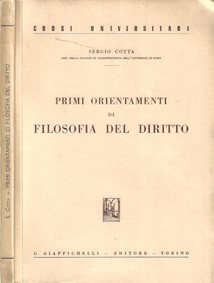 Primi orientamenti di Filosofia del Diritto - Sergio Cotta - copertina