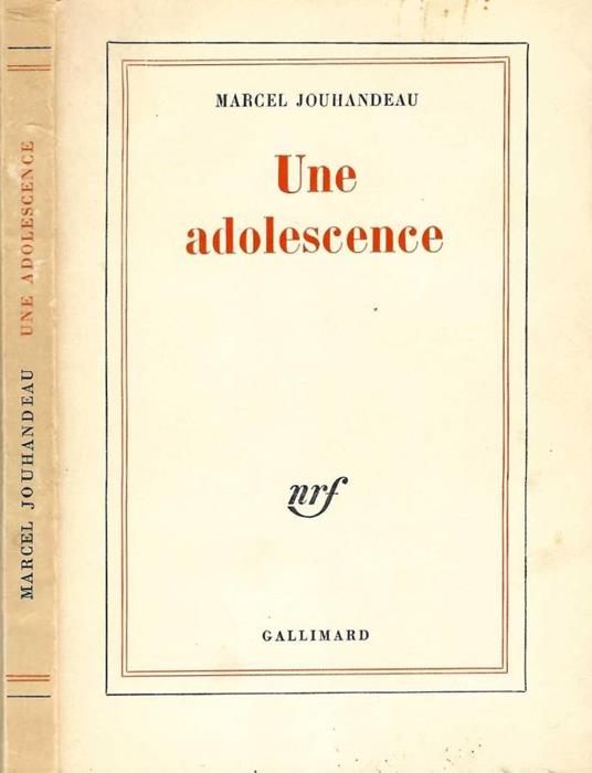 Une adolescence - Marcel Jouhandeau - copertina