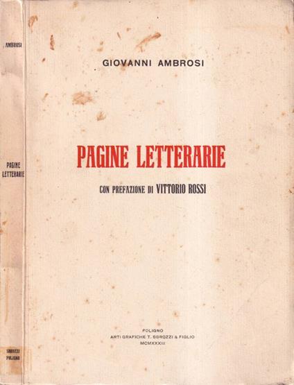 Pagine letterarie - Giovanni Ambrosi - copertina