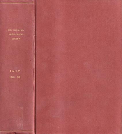 The Harvard theological review, volume LIV, 1961 - copertina