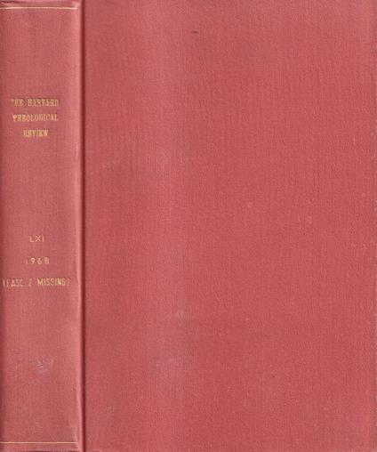 The Harvard theological review, volume LXI, 1968 - copertina