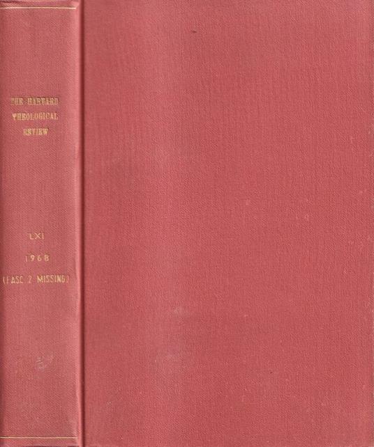 The Harvard theological review, volume LXI, 1968 - copertina