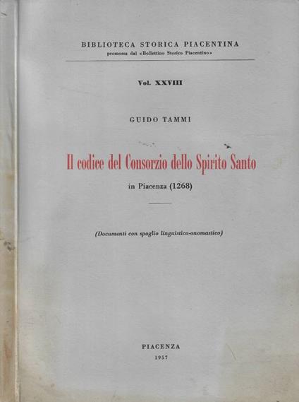 Il codice del Consorzio dello Spirito Santo in Piacenza (1268) - copertina