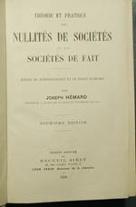 Theorie et pratique des nullites de societes et des societes de fait