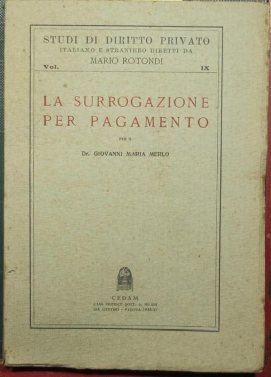 surrogazione per pagamento - copertina