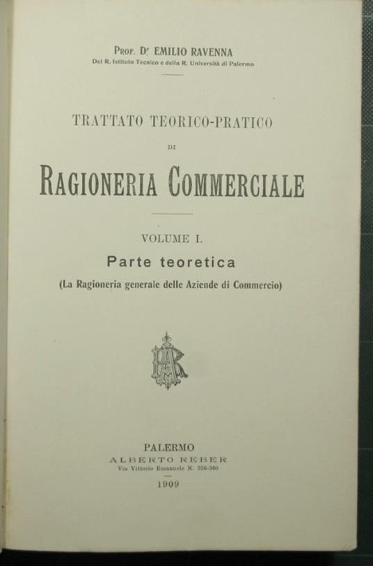 Trattato teorico pratico di ragioneria commerciale - copertina